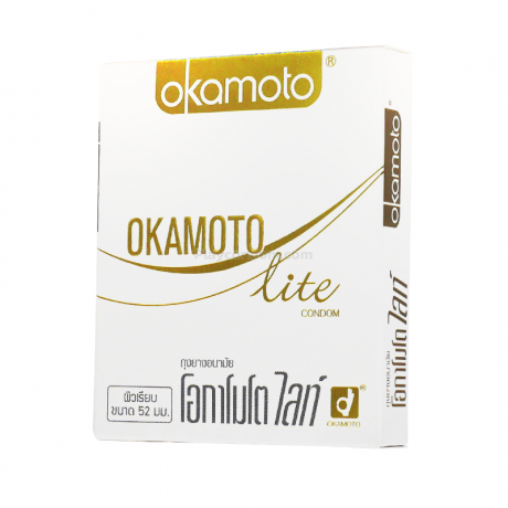 ถุงยางอนามัย โอกาโมโต้ ไลท์ Okamoto Lite (บางและยืดหยุ่นสูง) (บรรจุ 2 ชิ้น/กล่อง)