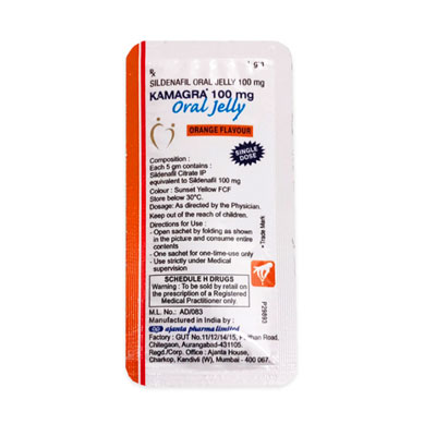 KAMAGRA 100 mg แบบซอง Oral Jelly Orange Flavour (รสส้ม)