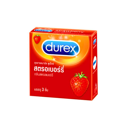 ถุงยางอนามัย Durex Strawberry (กลิ่นหอม 52.5 mm)