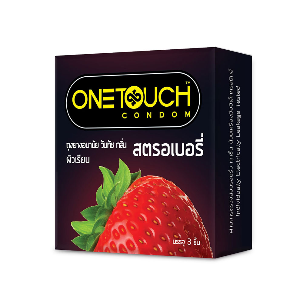 ถุงยางอนามัย วันทัช สตรอว์เบอร์รี่ ONETOUCH Strawberry (ผิวเรียบกลิ่นสตอเบอรี่) (XCON105)