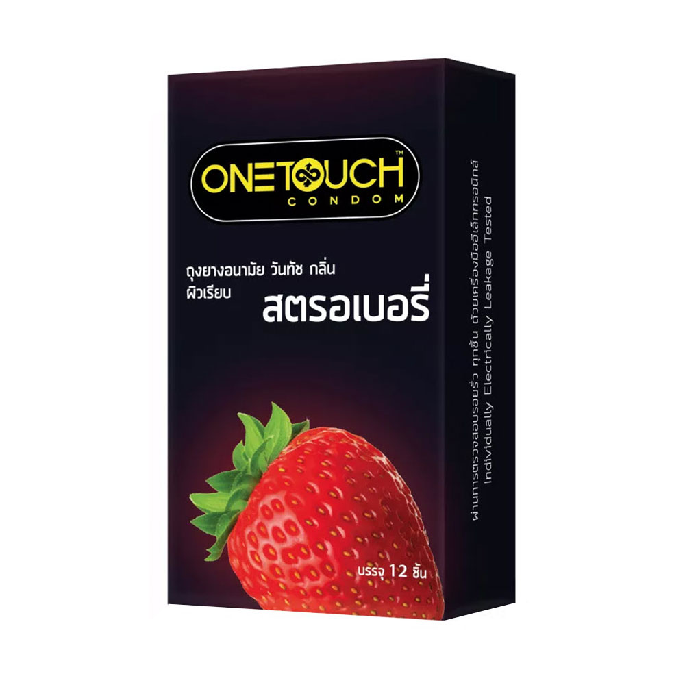 ถุงยางอนามัย วันทัช สตรอว์เบอร์รี่ ONETOUCH Strawberry (ผิวเรียบกลิ่นสตอเบอรี่ ) (บรรจุ 12 ชิ้น/กล่อง) (XCON112)
