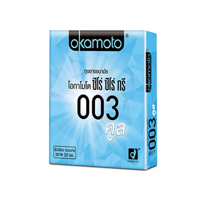ถุงยางอนามัย โอกาโมโต้ 003 คูล (ลิขสิทธิ์ไทย) / Okamoto 003 Cool (แบบบาง เจลเย็น) (XCOK110)