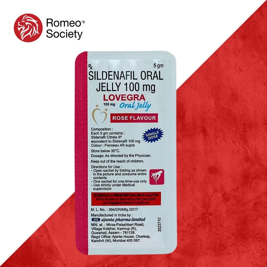 Lovegra 100 mg Oral Jelly Rose Flavour (กลิ่นกุหลาบ) (XELG101)